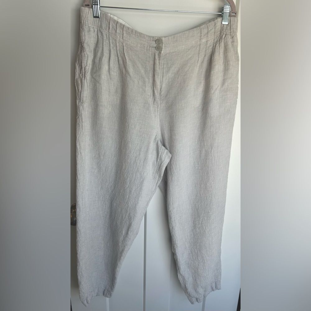 Poetry size 14 Textured 100% Linen Pants Lagenlook Summer Coastal Grandma Beach